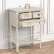 Beige Console Entryway Table with 3 Drawers and an Open Shelf for Hallway Living Room